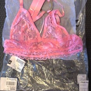 Pink lace O-ring bralette Dolls Kill